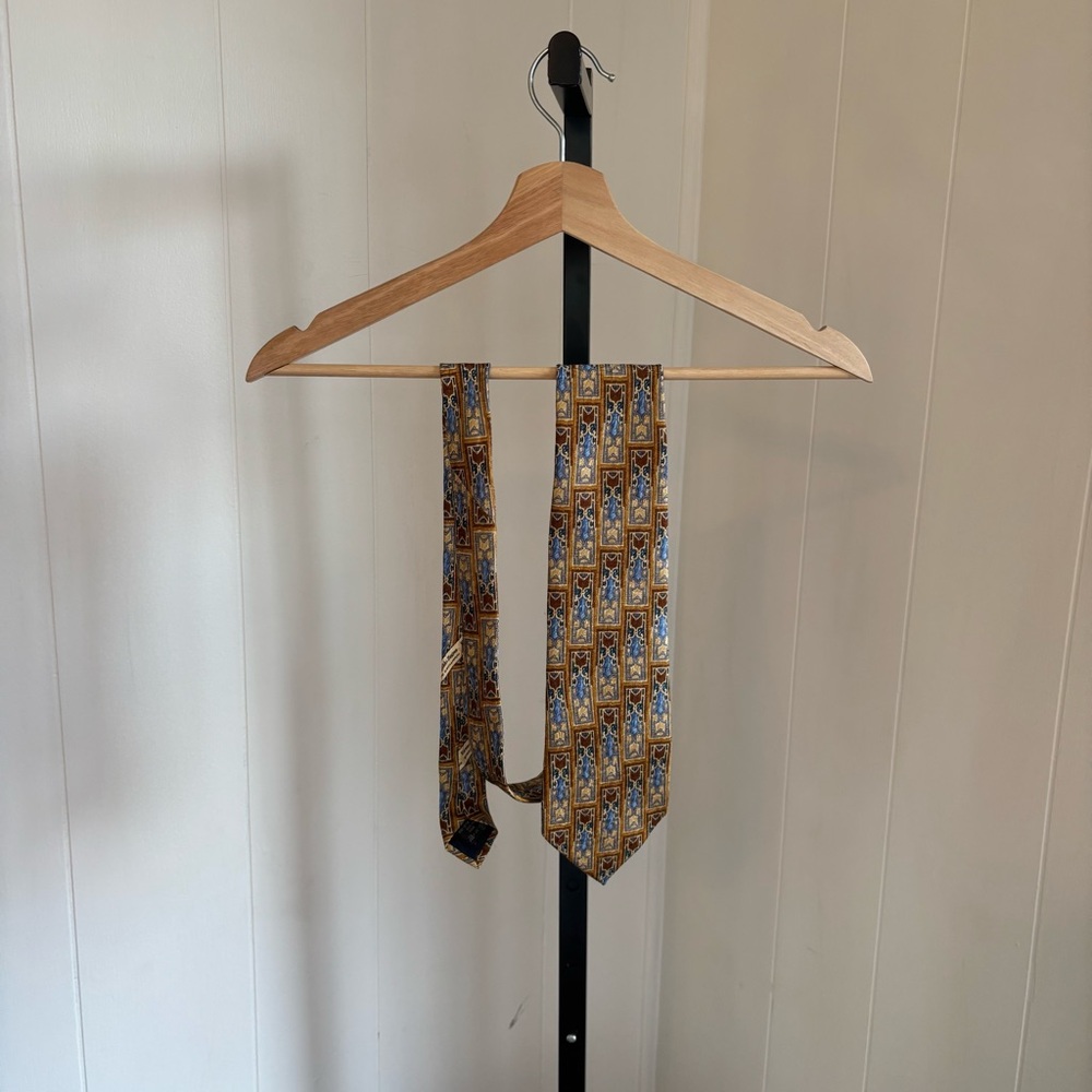 Ermenegildo Zegna Bronze Architecture Window Luxury Silk Tie 59” Long 4” Wide - Picture 2 of 8